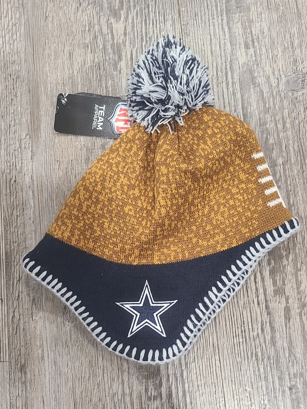 NFL Dallas Cowboys Football Head Knit Hat with Pom Preschool